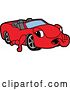 Vector Illustration of a Cartoon Red Convertible Car Mascot Telling a Secret by Mascot Junction