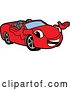 Vector Illustration of a Cartoon Red Convertible Car Mascot Welcoming by Mascot Junction