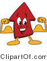 Vector Illustration of a Cartoon Red up Arrow Mascot Flexing by Mascot Junction