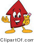 Vector Illustration of a Cartoon Red up Arrow Mascot Holding a Pencil by Mascot Junction