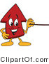 Vector Illustration of a Cartoon Red up Arrow Mascot Holding a Pointer Stick by Mascot Junction