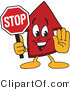 Vector Illustration of a Cartoon Red up Arrow Mascot Holding a Stop Sign by Mascot Junction
