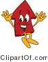 Vector Illustration of a Cartoon Red up Arrow Mascot Jumping by Mascot Junction