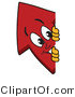 Vector Illustration of a Cartoon Red up Arrow Mascot Looking Around a Blank Sign Board by Mascot Junction