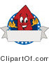 Vector Illustration of a Cartoon Red up Arrow Mascot on an American Logo with a Blank Banner by Mascot Junction
