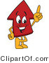 Vector Illustration of a Cartoon Red up Arrow Mascot Pointing up by Mascot Junction