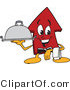 Vector Illustration of a Cartoon Red up Arrow Mascot Serving a Platter by Mascot Junction