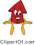 Vector Illustration of a Cartoon Red up Arrow Mascot Sitting on a Blank Sign by Mascot Junction