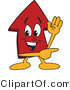 Vector Illustration of a Cartoon Red up Arrow Mascot Waving and Pointing by Mascot Junction