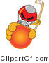 Vector Illustration of a Cartoon Rocket Mascot Grabbing a Hockey Ball by Mascot Junction