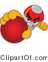 Vector Illustration of a Cartoon Rocket Mascot Grabbing a Red Ball by Mascot Junction