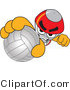 Vector Illustration of a Cartoon Rocket Mascot Grabbing a Volleyball by Mascot Junction