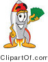 Vector Illustration of a Cartoon Rocket Mascot Holding Money by Mascot Junction