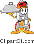 Vector Illustration of a Cartoon Rocket Mascot Serving a Platter by Mascot Junction