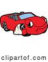 Vector Illustration of a Cartoon Sad Red Convertible Car Mascot with an Arm in a Sling by Mascot Junction