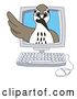 Vector Illustration of a Cartoon Sandpiper Bird School Mascot Emerging from a Computer Screen by Mascot Junction