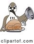 Vector Illustration of a Cartoon Sandpiper Bird School Mascot Serving a Roasted Thanksgiving Turkey by Mascot Junction