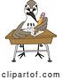 Vector Illustration of a Cartoon Sandpiper Bird School Mascot Taking a Quiz by Mascot Junction