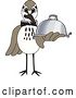 Vector Illustration of a Cartoon Sandpiper Bird School Mascot Waiter Holding a Cloche Platter by Mascot Junction