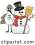 Vector Illustration of a Cartoon Sandpiper Bird School Mascot with a Snowman by Mascot Junction