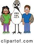Vector Illustration of a Cartoon Sandpiper Bird School Mascot with Happy Students by Mascot Junction