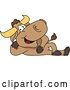 Vector Illustration of a Cartoon School Bull Mascot Resting on His Side by Mascot Junction