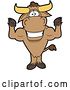 Vector Illustration of a Cartoon School Bull Mascot Standing and Flexing His Muscles by Mascot Junction