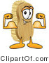 Vector Illustration of a Cartoon Scrub Brush Mascot Flexing His Strong Bicep Arm Muscles by Mascot Junction