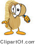 Vector Illustration of a Cartoon Scrub Brush Mascot Looking Through a Magnifying Glass by Mascot Junction
