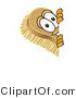 Vector Illustration of a Cartoon Scrub Brush Mascot Peeking Around a Corner by Mascot Junction