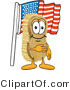 Vector Illustration of a Cartoon Scrub Brush Mascot Pledging Allegiance to the American Flag by Mascot Junction