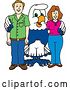 Vector Illustration of a Cartoon Seahawk Mascot Posing with Parents by Mascot Junction