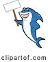 Vector Illustration of a Cartoon Shark School Mascot Holding a Blank Sign by Mascot Junction