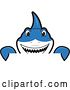 Vector Illustration of a Cartoon Shark School Mascot Looking over a Sign by Mascot Junction