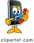 Vector Illustration of a Cartoon Smart Phone Mascot Holding a Telephone by Mascot Junction