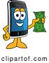 Vector Illustration of a Cartoon Smart Phone Mascot Holding Cash by Mascot Junction