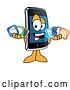 Vector Illustration of a Cartoon Smart Phone Mascot Holding Social Media Icons by Mascot Junction