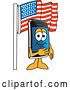 Vector Illustration of a Cartoon Smart Phone Mascot Under an American Flag by Mascot Junction