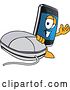 Vector Illustration of a Cartoon Smart Phone Mascot with a Computer Mouse by Mascot Junction
