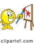 Vector Illustration of a Cartoon Smiley Mascot Painting a Canvas by Mascot Junction
