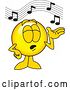 Vector Illustration of a Cartoon Smiley Mascot Singing by Mascot Junction