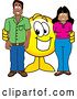 Vector Illustration of a Cartoon Smiley Mascot with Parents by Mascot Junction