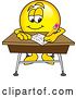 Vector Illustration of a Cartoon Smiley Mascot Writing at a Desk by Mascot Junction