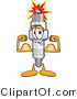 Vector Illustration of a Cartoon Spark Plug Mascot Flexing His Arm Muscles by Mascot Junction