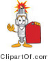 Vector Illustration of a Cartoon Spark Plug Mascot Holding a Red Clearance Sales Price Tag by Mascot Junction