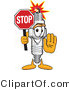 Vector Illustration of a Cartoon Spark Plug Mascot Holding a Stop Sign by Mascot Junction