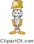 Vector Illustration of a Cartoon Spark Plug Mascot Wearing a Yellow Hardhat Helmet by Mascot Junction