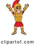 Vector Illustration of a Cartoon Spartan Warrior Mascot Cheering or Welcoming by Mascot Junction