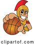 Vector Illustration of a Cartoon Spartan Warrior Mascot Grabbing a Basketball by Mascot Junction
