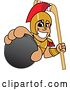 Vector Illustration of a Cartoon Spartan Warrior Mascot Holding a Hockey Puck and Stick by Mascot Junction